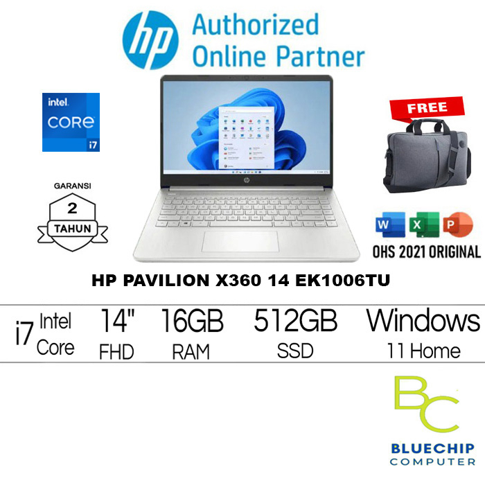 HP PAVILION X360 14 EK1006TU i7 1355U 16GB 512SSD IRISXE W11+OHS
