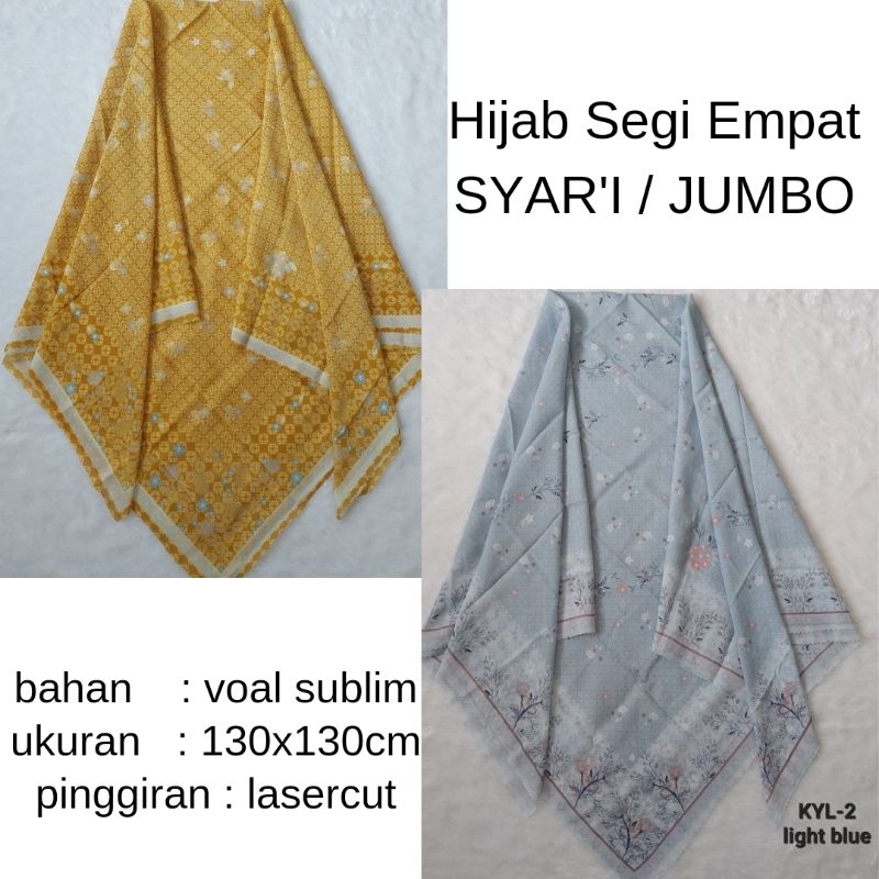 hijab segi empat syari jumbo lebar 130x130 cm azzura scarf