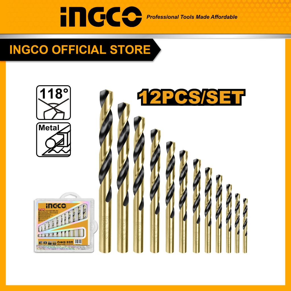 (INGCO) - INGCO MATA BOR BESI SET HSS 12PCS  AKDB1125