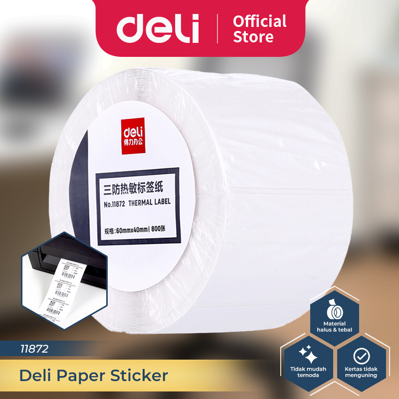 

Deli Thermal Label Paper Label Barcode Thermal Warna Putih Ramah Lingkungan 300-1000 lembar 1187X