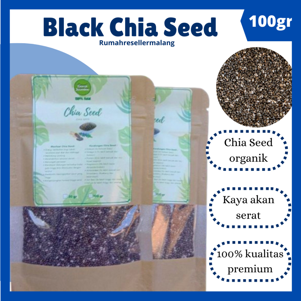 

Biji Chiaseed | Organik Black chia seed 50GRAM | 100 GRAM - Chia Seed