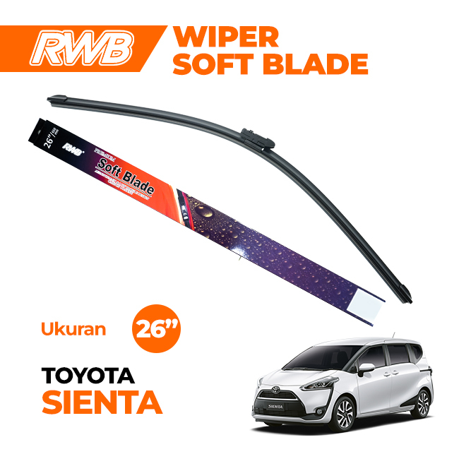 Wiper Soft Blade Frameless RWB (ukuran 26 inch) untuk Toyota Sienta