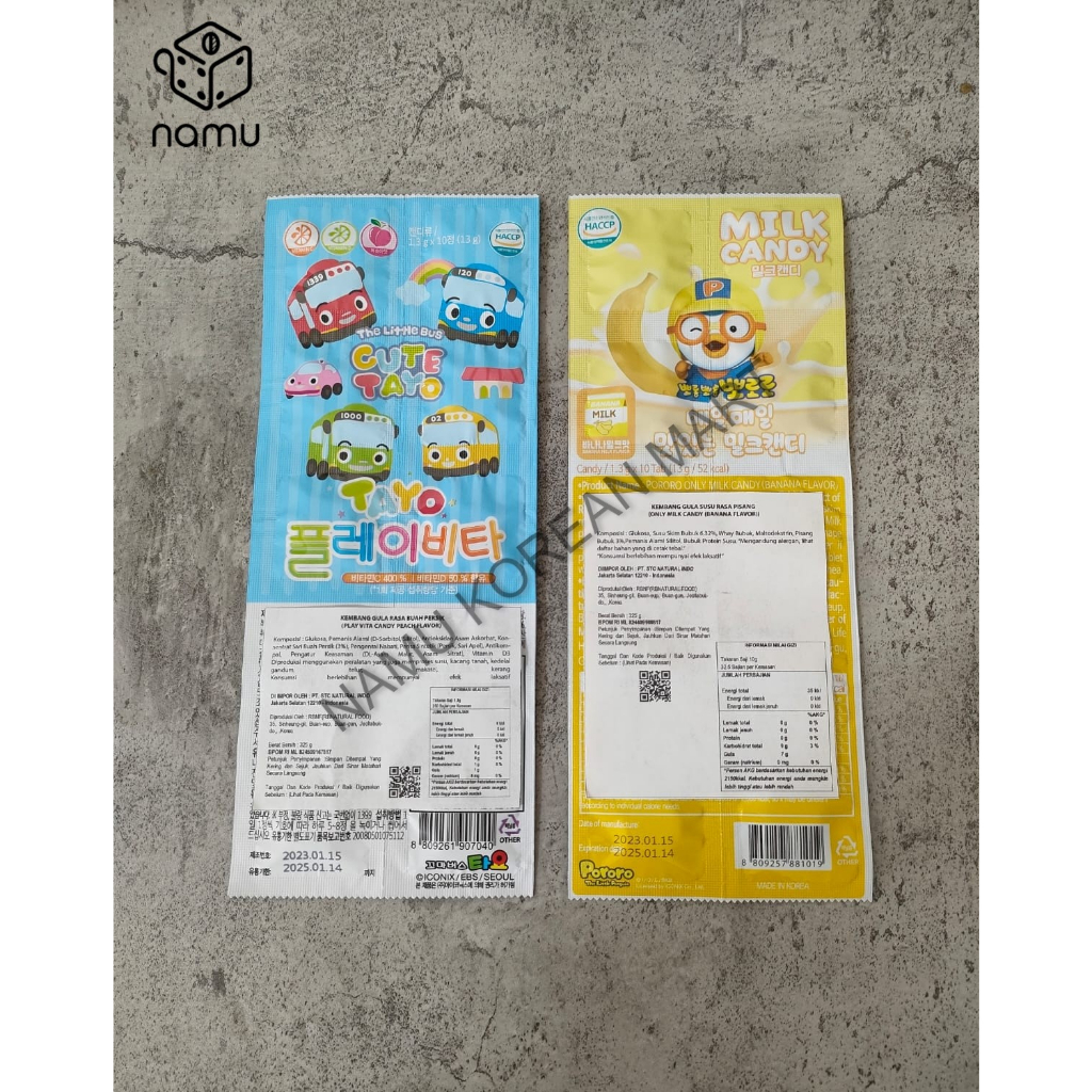 

Pororo Milk Candy Banana Flavor 22gr / Tayo Play Vita Candy Peach / Permen Korea / Permen Buah / Korean Candy