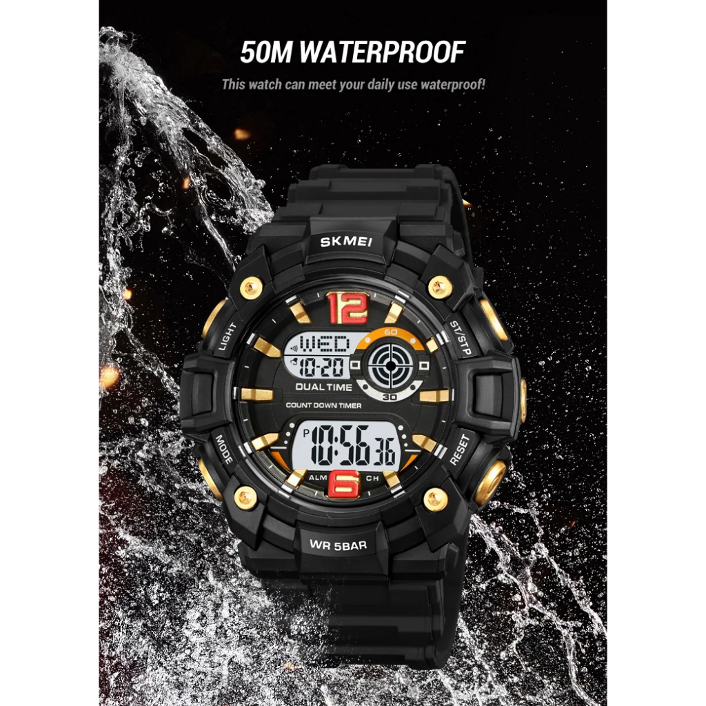 Jam Tangan Pria Digital Sport Watch Chrono Alarm Waterproof Jam Digital Premium Desain Efisien Anti Air