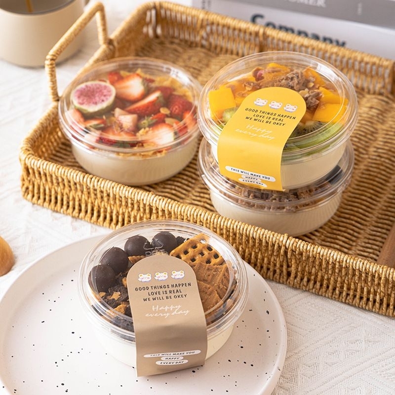 5pcs KOREAN DESSERT CUP +TUTUP BERBAGAI BENTUK DAN UKURAN /DESSERT BOX/ Cup SALAD