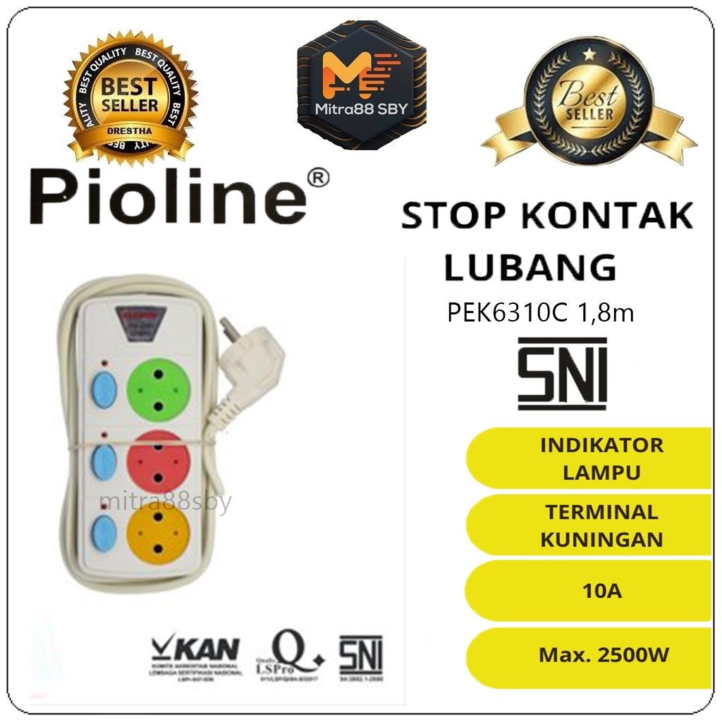 Mitra88sby Stop Kontak Listrik Rainbow 3, 4, 5 Lubang Colokan + Kabel 1.8 Meter pioline