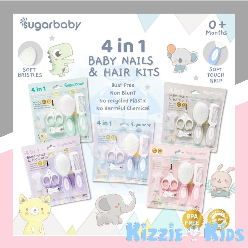 Sugar Baby 4 in 1 Baby Nails &amp; Hair Kits / Sisir&amp;Gunting kuku Set/Grooming Set/Sisir Bayi/Gunting Kuku Bayi