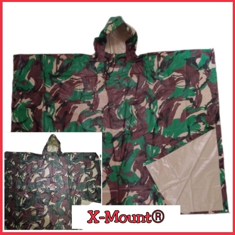 Jas Hujan Ponco 3 in 1 Loreng LUBANG LOOP Camo kamuflase MALVINAS ARMY TNI