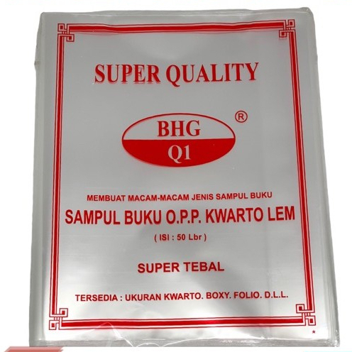 

Sampul Plastik LEM BHG ISI 50 LEMBAR KWARTO / Sampul Buku / Sampul Plastik / Sampul Buku Tulis