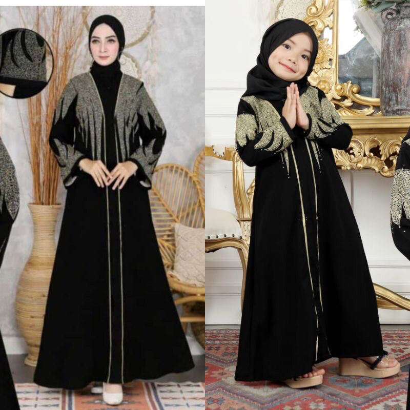 Abaya Hitam Dress Piramid Mesir Arab Bordir Komputer Gamis Murah