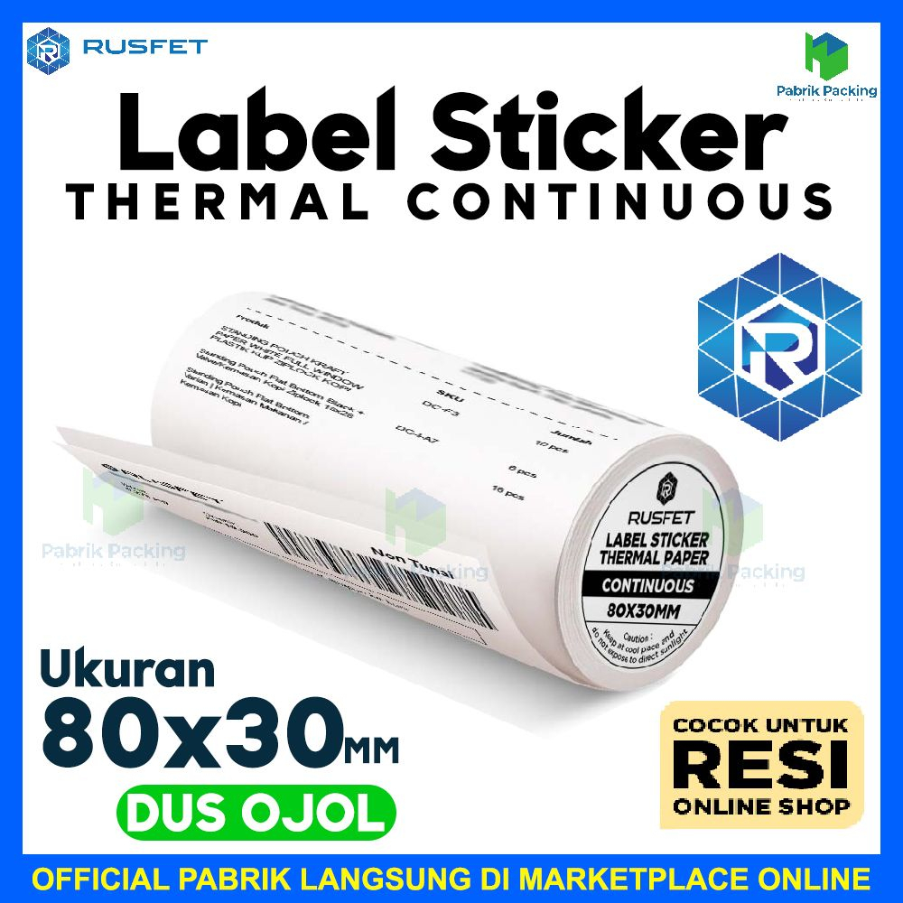 

Label sticker stiker thermal continuous 80x30 rusfet lebel dus ojol