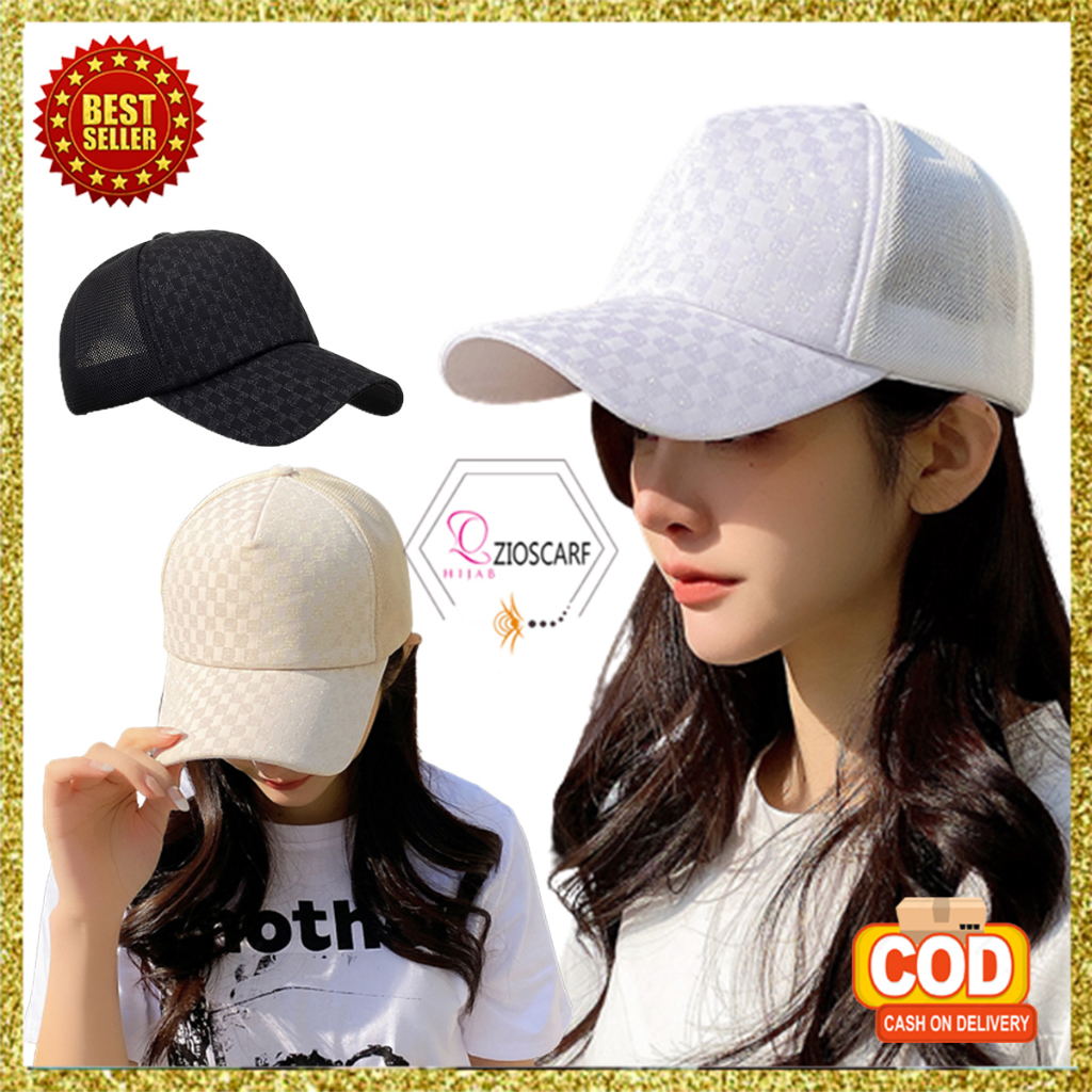 Topi Baseball Pria Wanita Motif Kotak Kotak Trucker Hat Gaya Korea Fashion Casual Kualitas Import BSBR