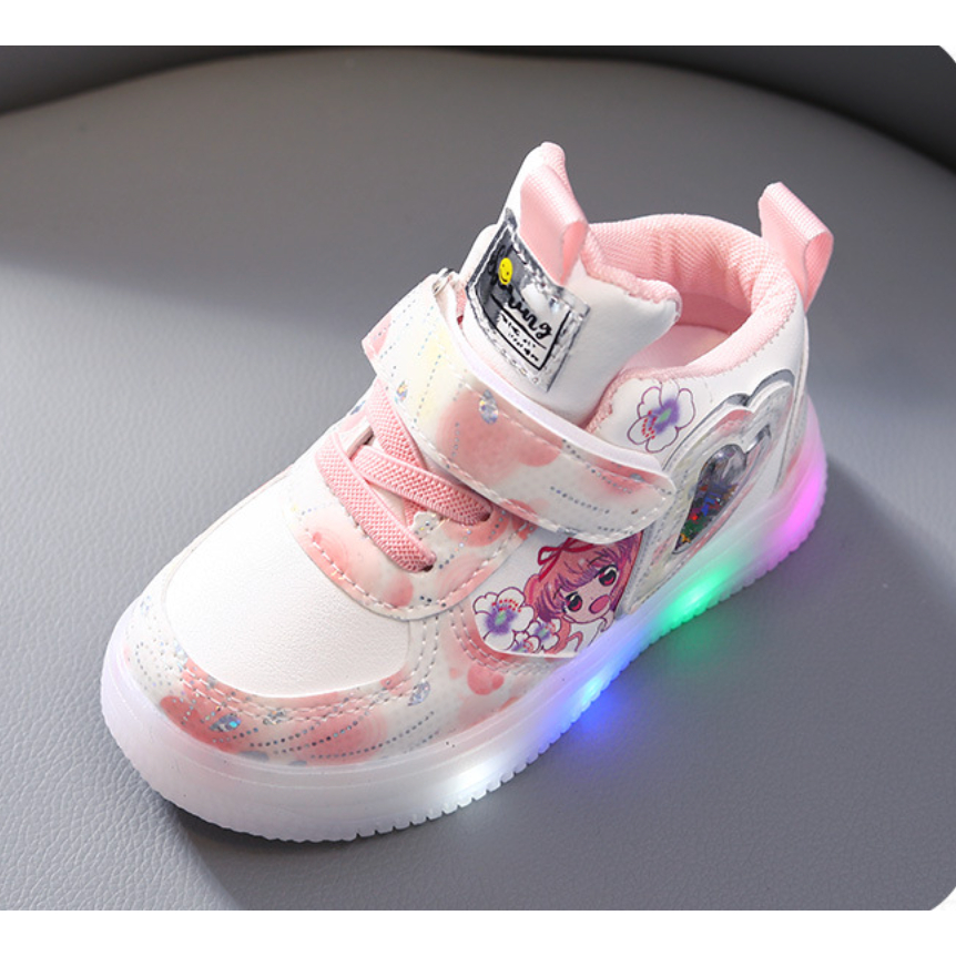 babyfit SAKURA STAR sepatu glitter sneakers lampu led anak perempuan import gs-0529