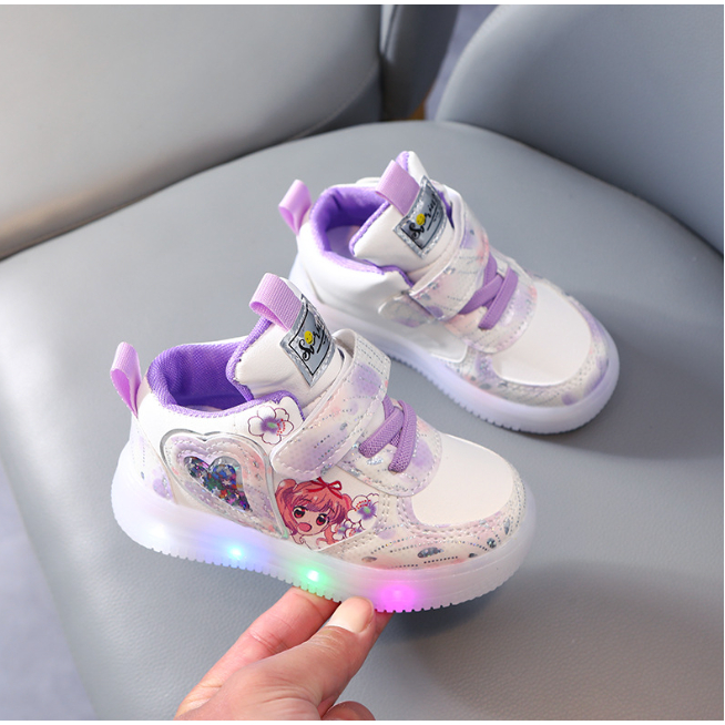 babyfit SAKURA STAR sepatu glitter sneakers lampu led anak perempuan import gs-0529