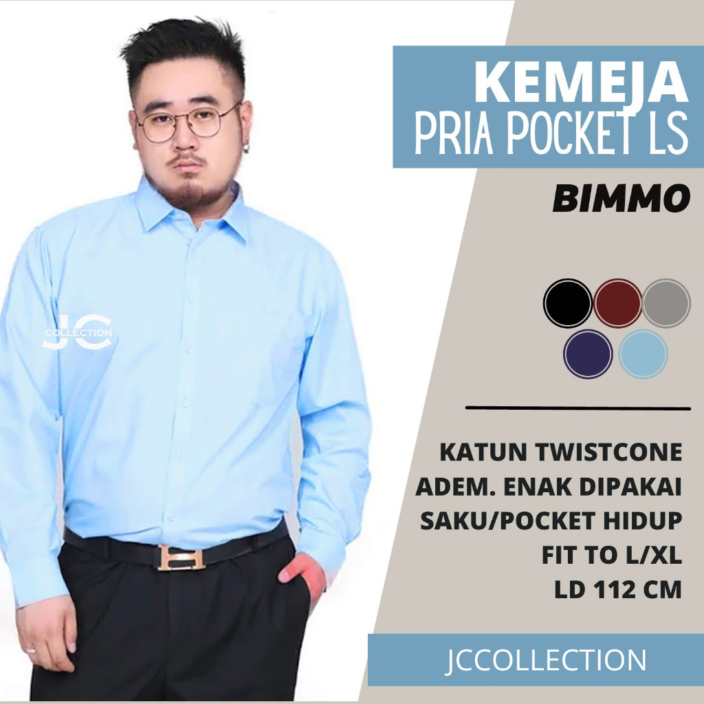 Kemeja Pria Lengan Panjang Bimmo / Kemeja Lengan Panjang V Neck Cowok JCCollections