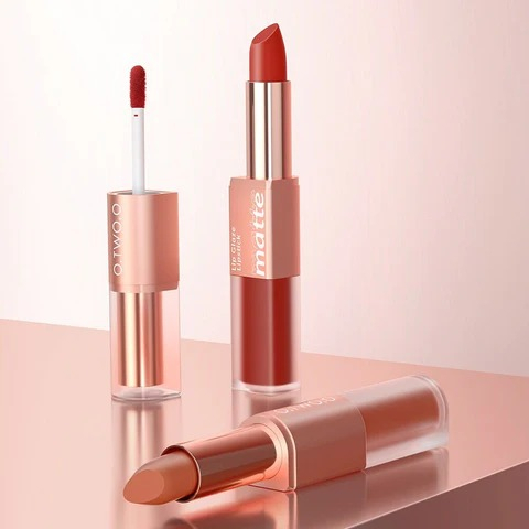 ✦SINAR✦ O.TWO.O Splendid Matte Double Ended Lipstick | Intense Color Dual-Stick 2 In 1 Liquid Matte Misty Velvet Lip Tint