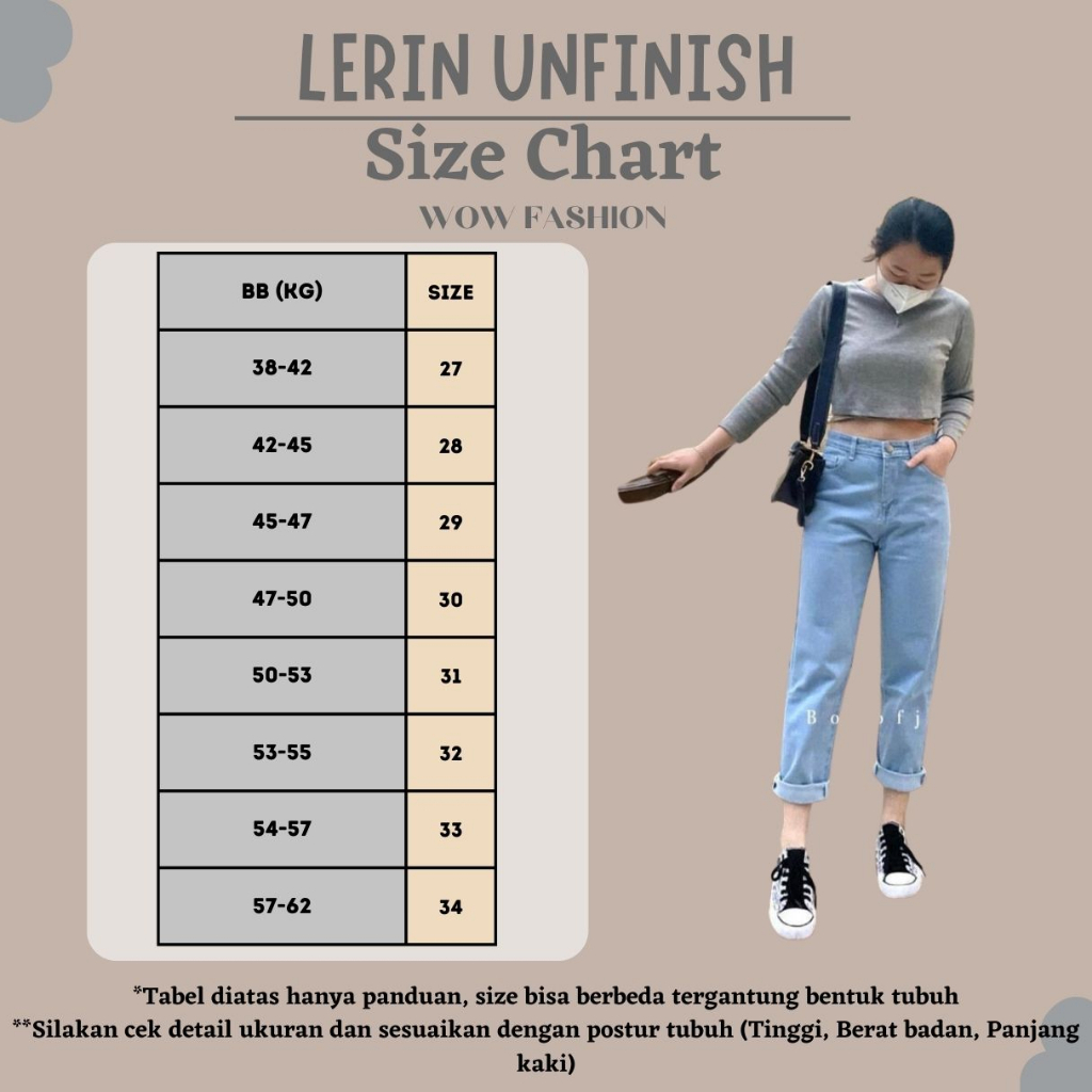 WOW-LERIN UNFINISH JEANS/ JEANS BOYFRIEND/ JEANS TERBARU/ JEANS JUMBO