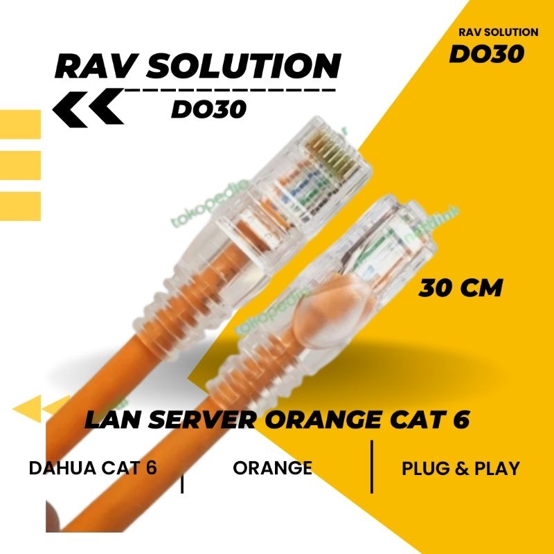 KABEL LAN SERVER GIGABYTE DAHUA ORANGE CAT 6 30 CM CUSTOM BY RAV SOLUTION