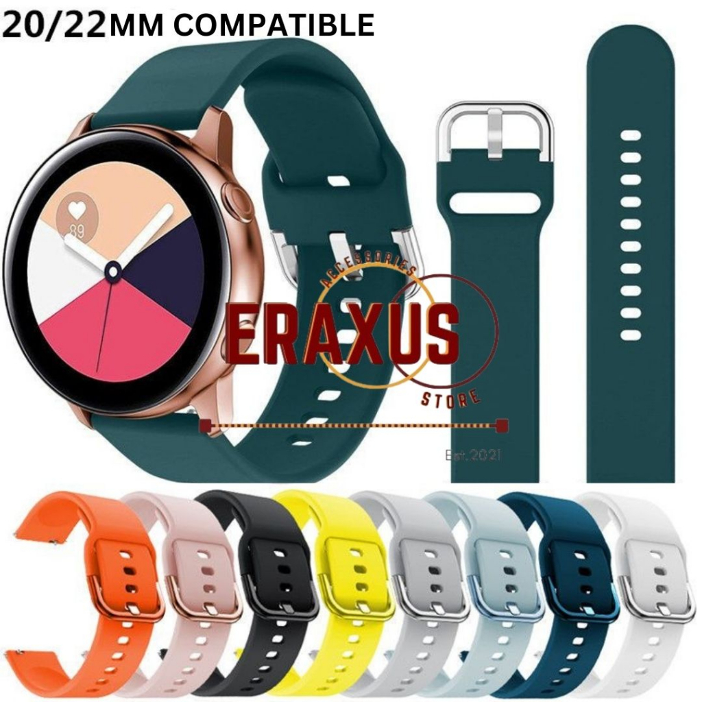 Eraxus Tali✅Silicone Strap Bracelet Belt 20/22mm for Huawei GT2 Samsung Galaxy Watch Silikon Strap Polos Sport Band Tali Jam Smartwatch 20mm / 22mm