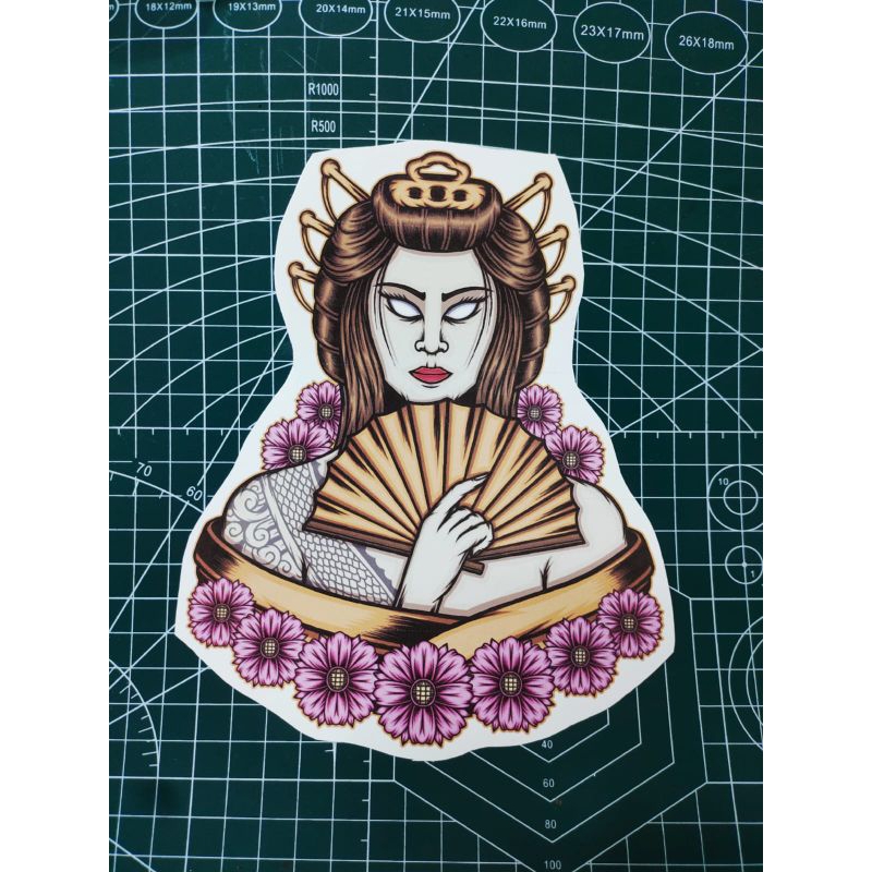 

cetak water slide decal geisha Japanese racing motor helm dll