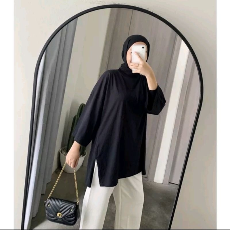 AFI T-SHIRT Basic Oversized Top Kaos Polos NonBusui Hijab Friendly