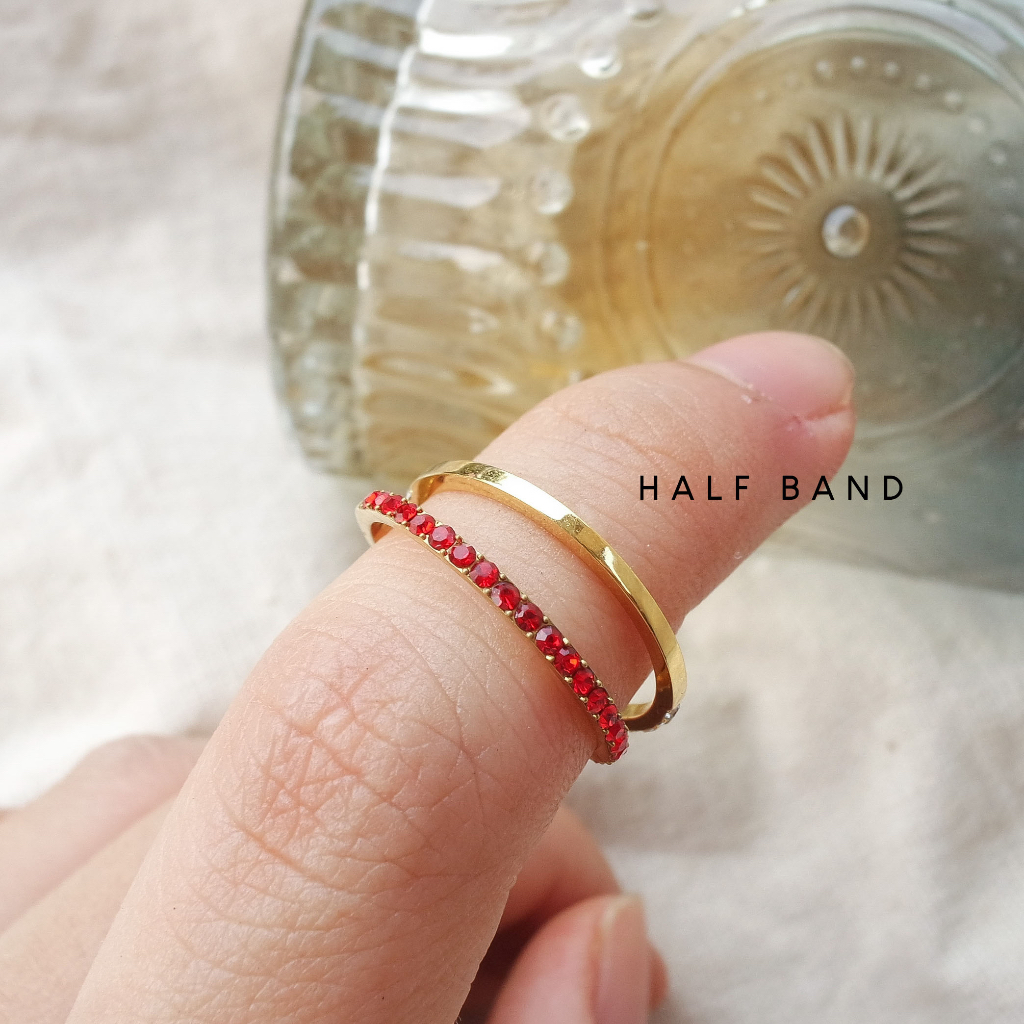 (CINCIN ANTI KARAT) CINCIN BIRTHSTONE HALF BAND - STAINLESS STEEL