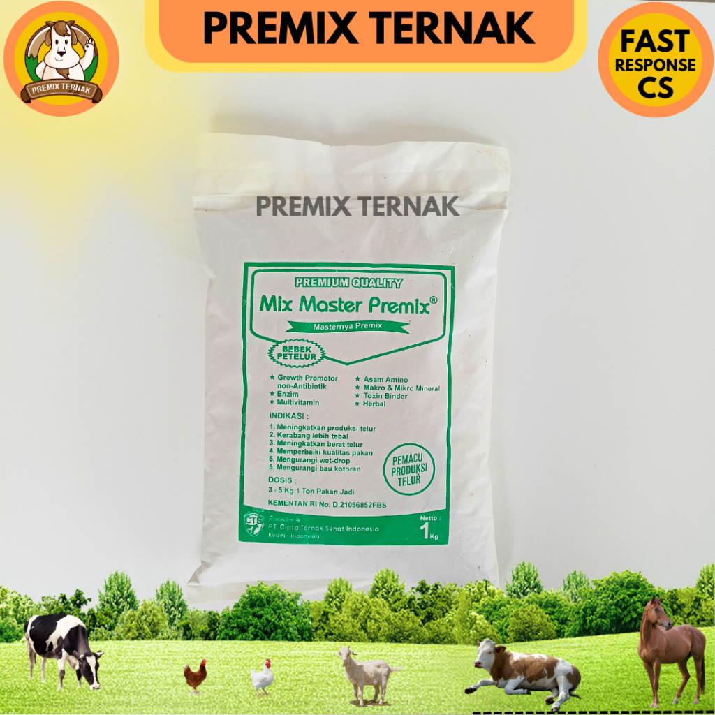 MIX MASTER PREMIX BEBEK PETELUR 1kg - Suplemen Bebek Pemacu Produksi Telur dan Kualitas Telur