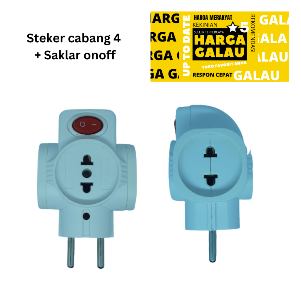 steker cabang 4 + saklar onoff led sudah SNI T multi arde colkan empat lubang