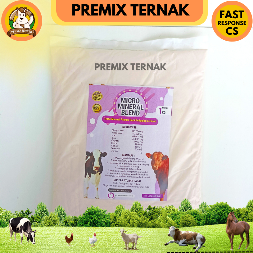 MICRO MINERAL BLEND 1kg - Menguatkan kuku dan kaki sapi - Mineral mikro ternak - Mineral Hitam - Premix ternak