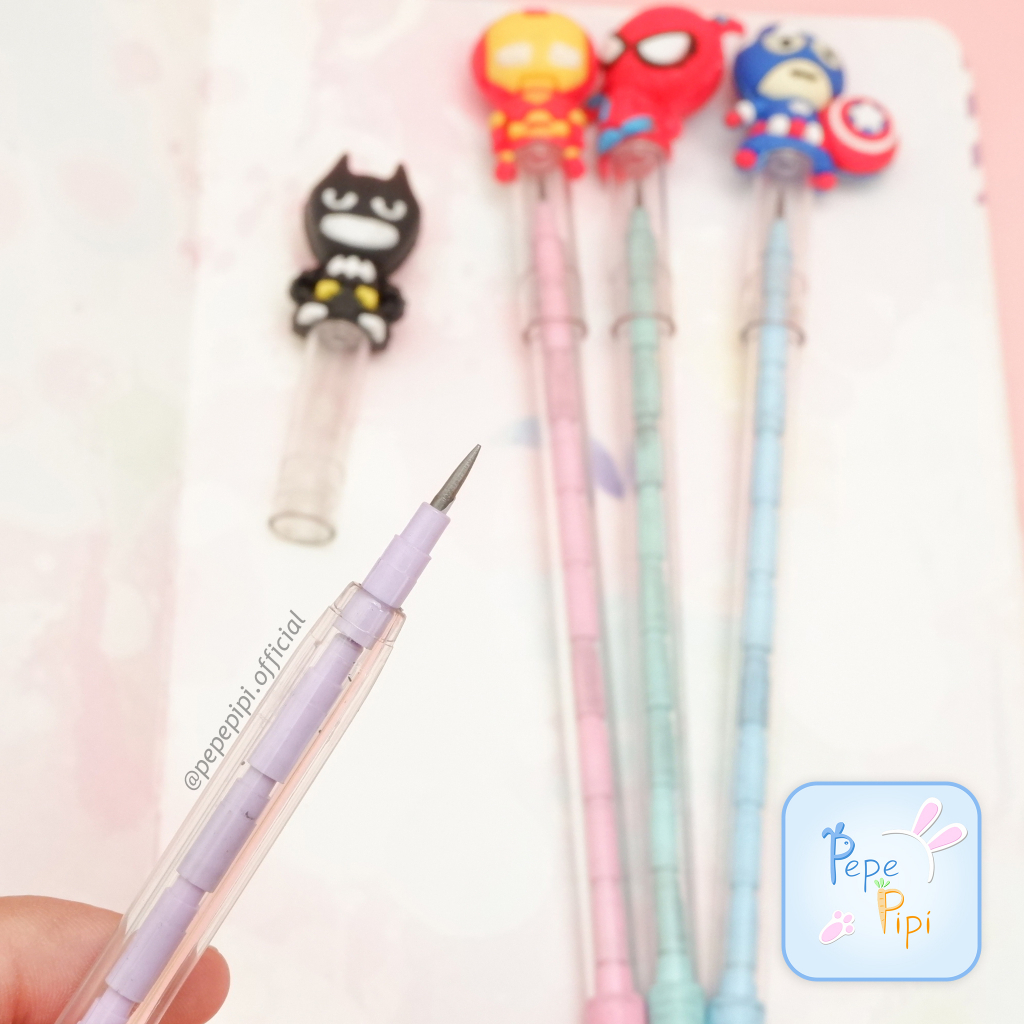 Pensil Avengers Batman Peluru Lantu Susun Bensia Refill Isi Super Hero Avenger