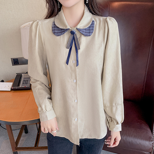 yikoo-Kemeja korea vintage shirt atasan wanita blouse