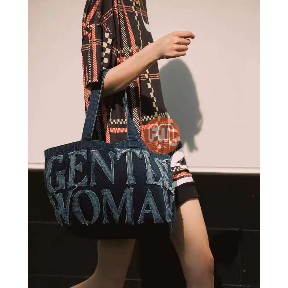 NEW Tote Bag Wanita Gentle Woman Denim Canvas Rip Large / Totebag Import