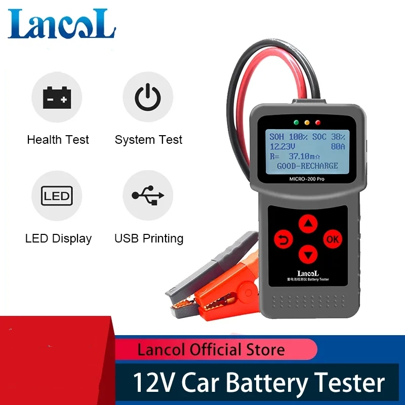 Alat Test Aki Digital Battery Tester Lancol Micro-200 Pro Motor Mobil Truk Cek Baterai Analyzer Capit Clamp