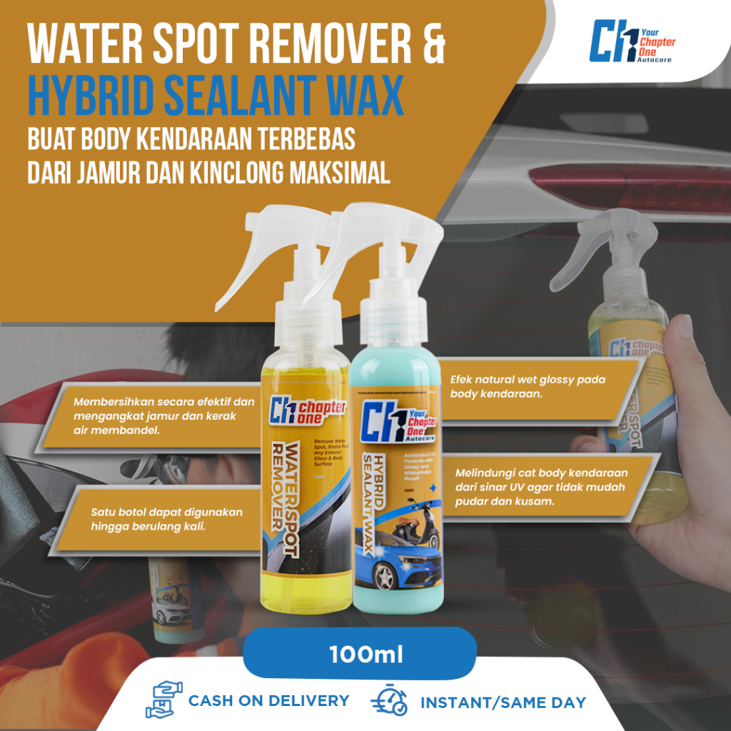 Water Spot Remover + Hybrid Sealant Wax | Paket Penghilang Jamur &amp; Pengkilap Cat Kendaraan by Yourchapterone