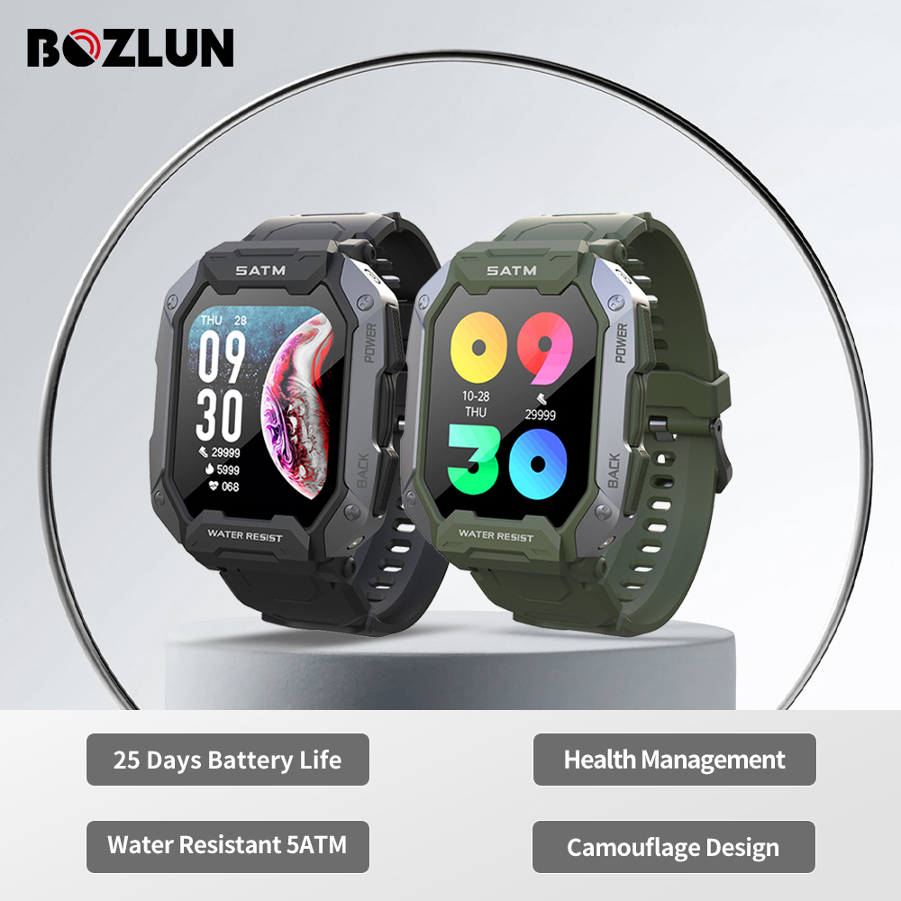 Bozlun Waterproof IP68 Smartwatch Berenang Water Resistance 5ATM Jam Tangan Rria  380Mah Bluetooth ganti wallpaper walpaper/Pria/amTangan Heart Rate blood pressure monitor Wireless charge