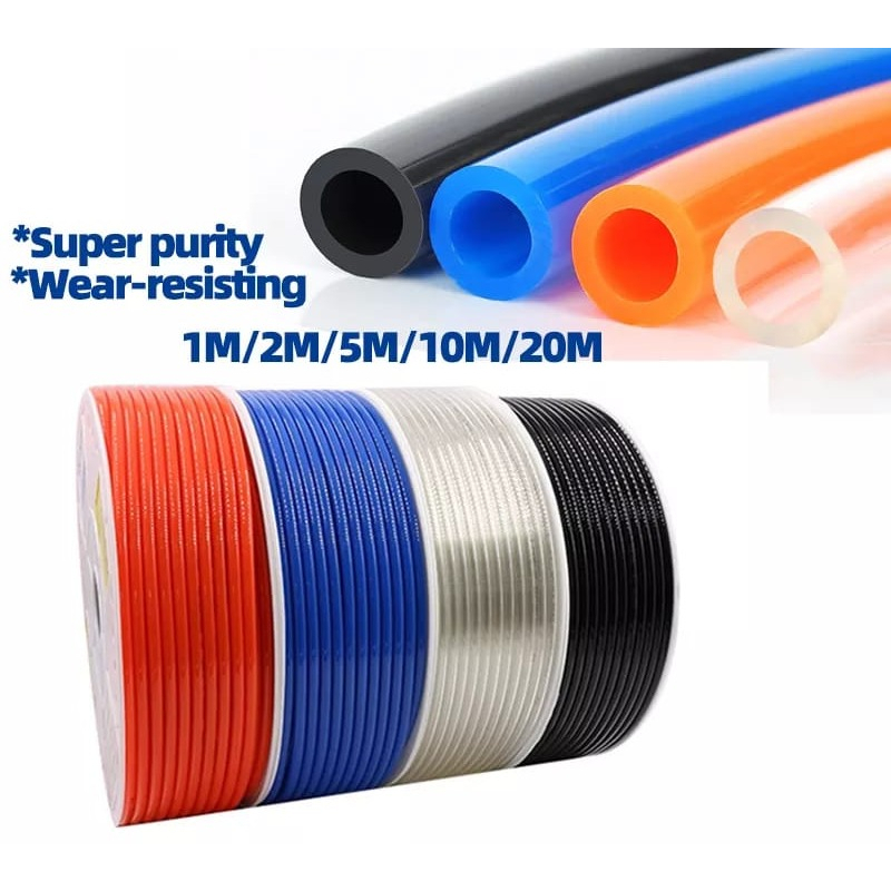 selang pu 16x12mm meteran 16 x 12 mm 16x12 PolyUrethane PNEUMATIC angin hose siram irigasi hidroponik hydroponic fertigasi