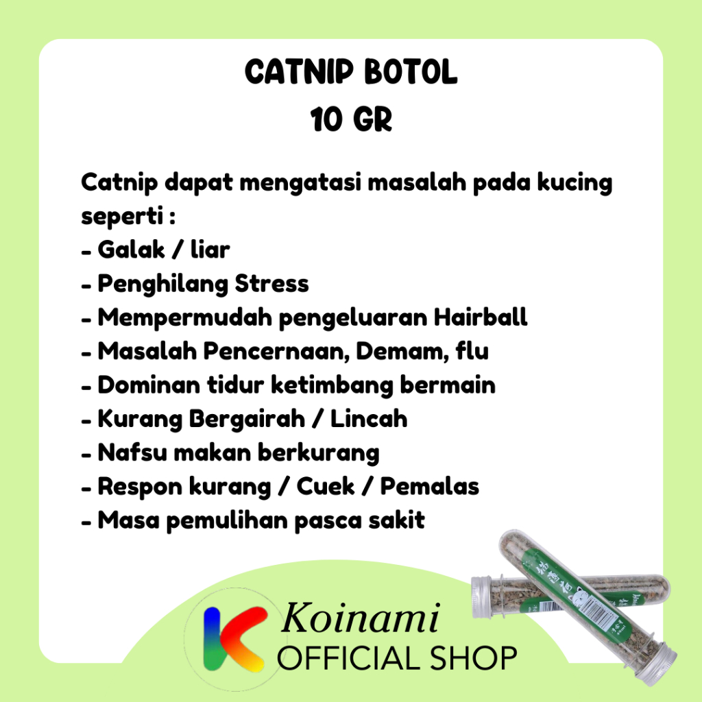 CATNIP BOTOL ISI 10 gram / for cat / mainan kucing / aroma hewan