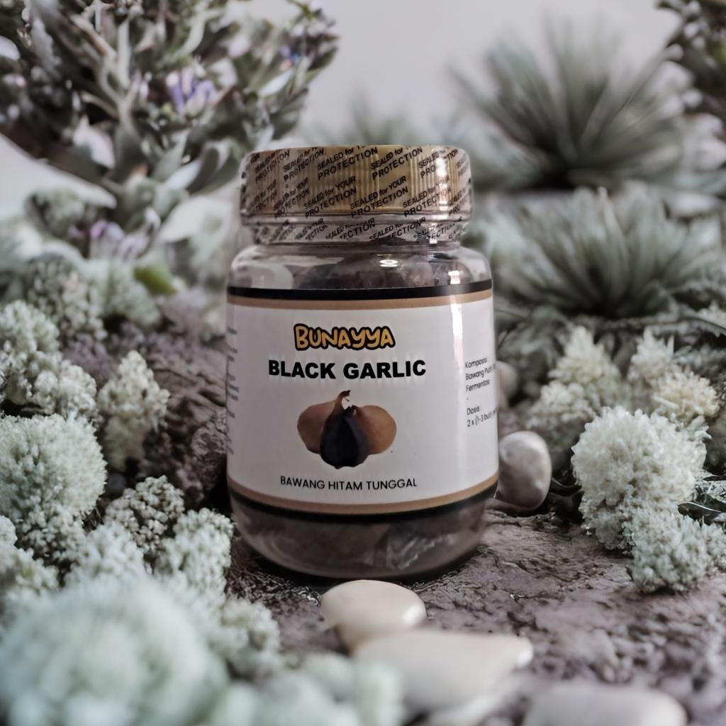 BLACK GARLIC | BAWANG HITAM TUNGGAL BUNAYYA 75GR | PENINGKAT DAYA TAHAN TUBUH ATASI STROKE PENURUN DARAH