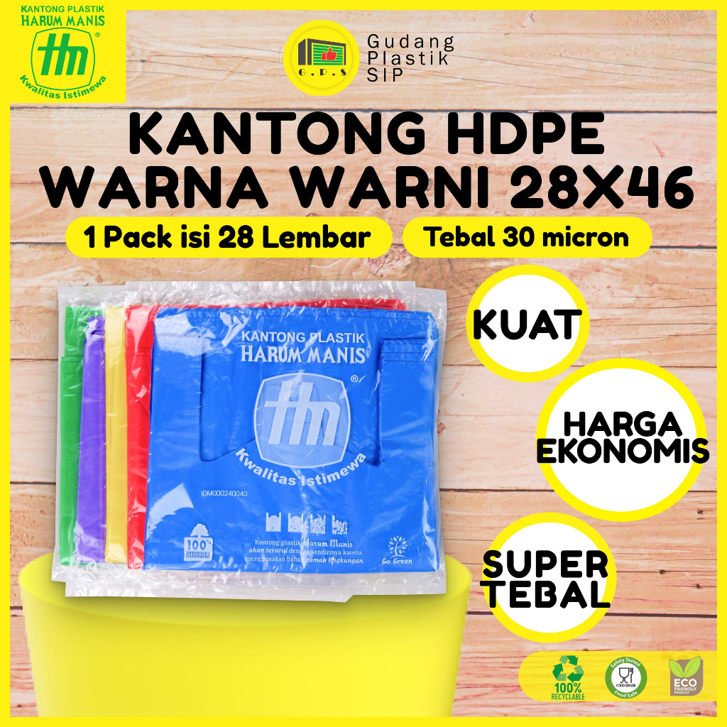 Kantong Plastik Kresek Ekonomis Warna-Warni UK 28X46 HDPE