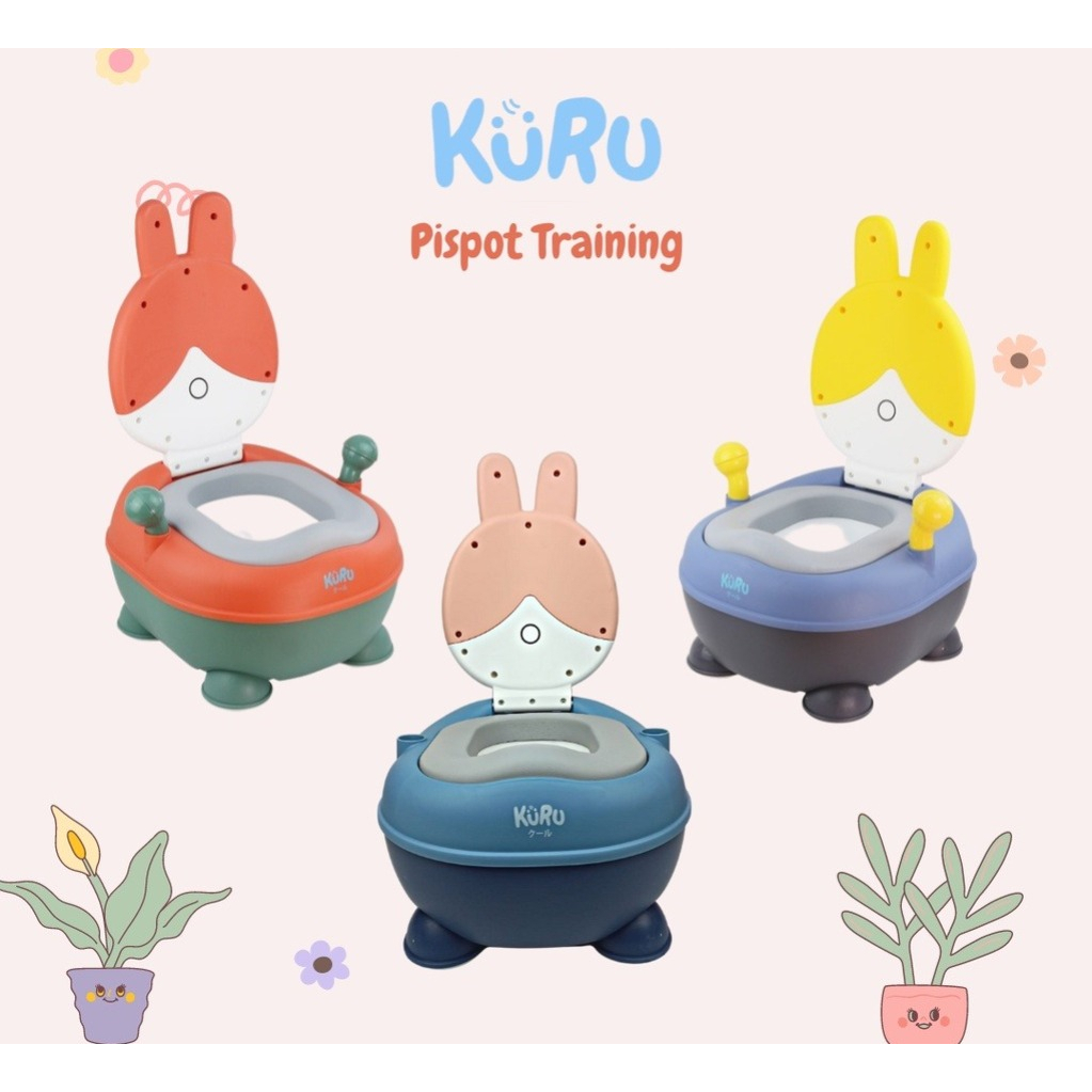 Kuru Baby 8857 Potty Seat with Handle - Alas Duduk Toilet Anak || KURU Potty 8921 Training Rabbit Series - Pispot Anak Motif Kelinci