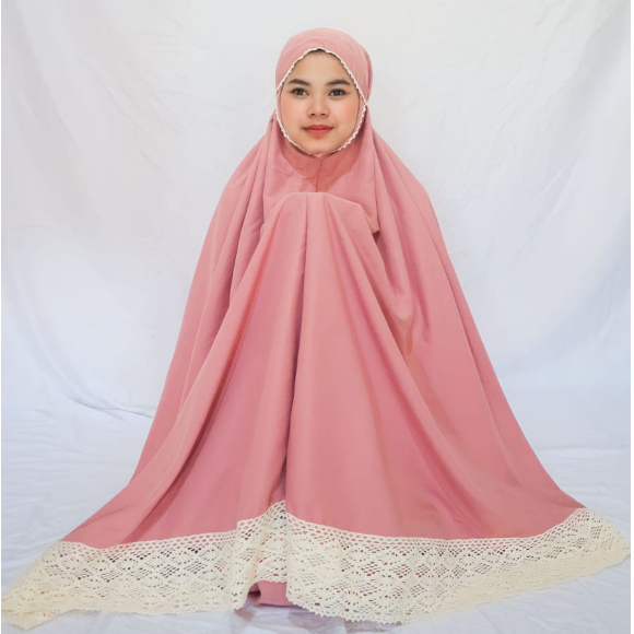 Mukena Aira Katun Polos Renda Premium By Sentosa