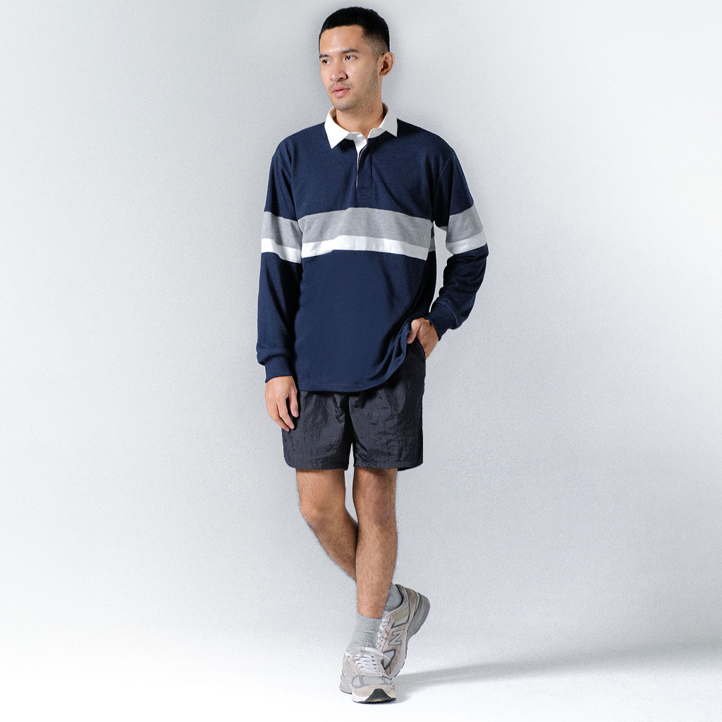 Orca Rugby Striped Polo Shirt Navy