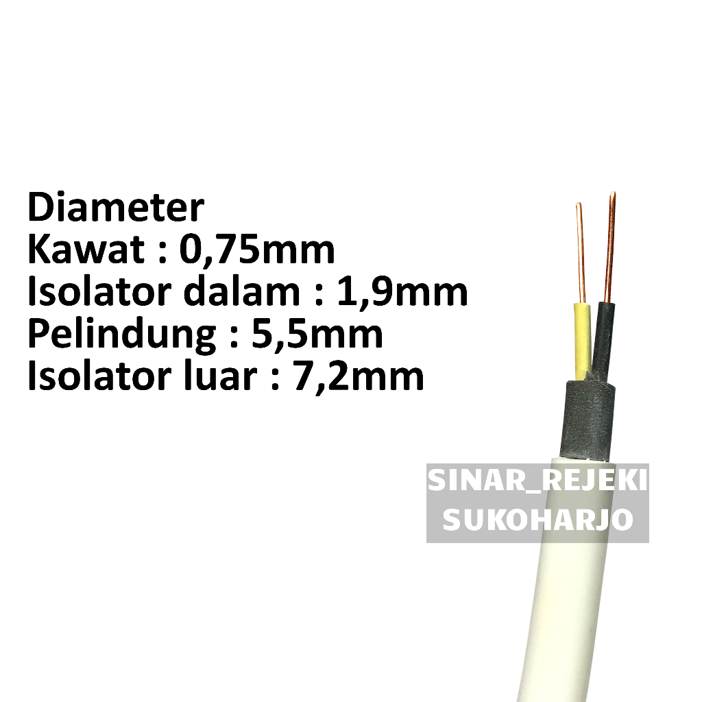 Kabel Listrik NYM 2X1.5 40 YARD FULL Kabel NYM Polos 2X1,5 2 X 1,5 ROLL