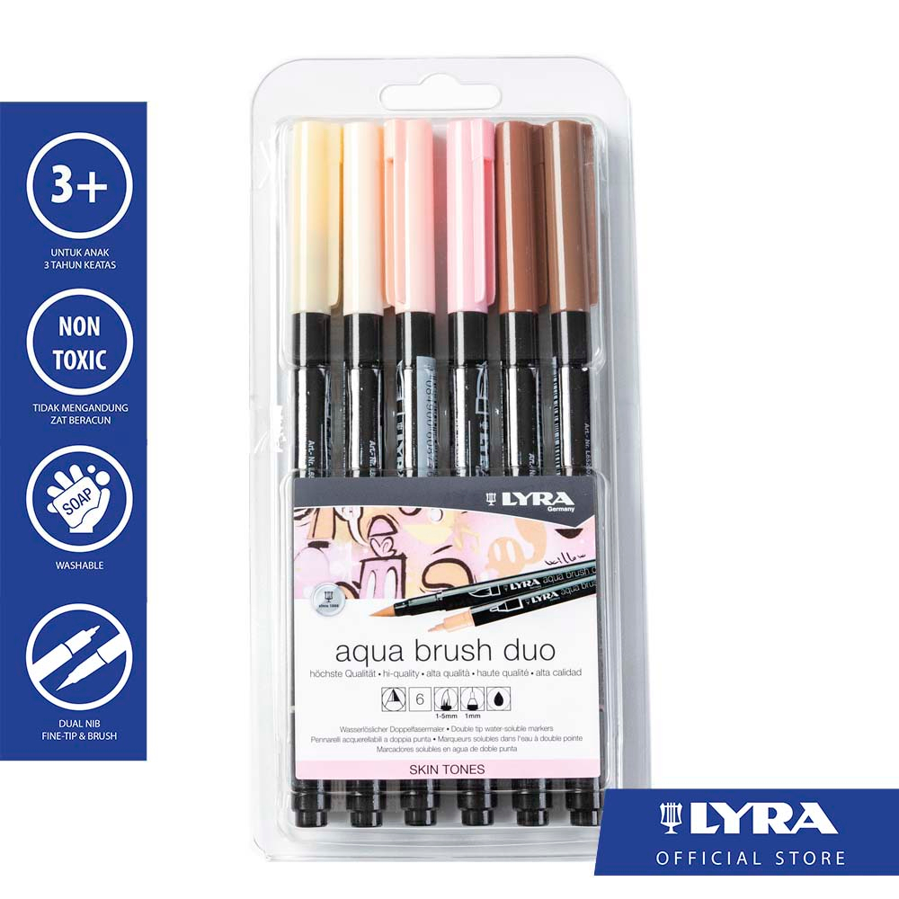 

Lyra Spidol Cat Air 2 Ujung / Brush Pen / Watercolor Marker Aqua Brush Duo Set - Skin Tones