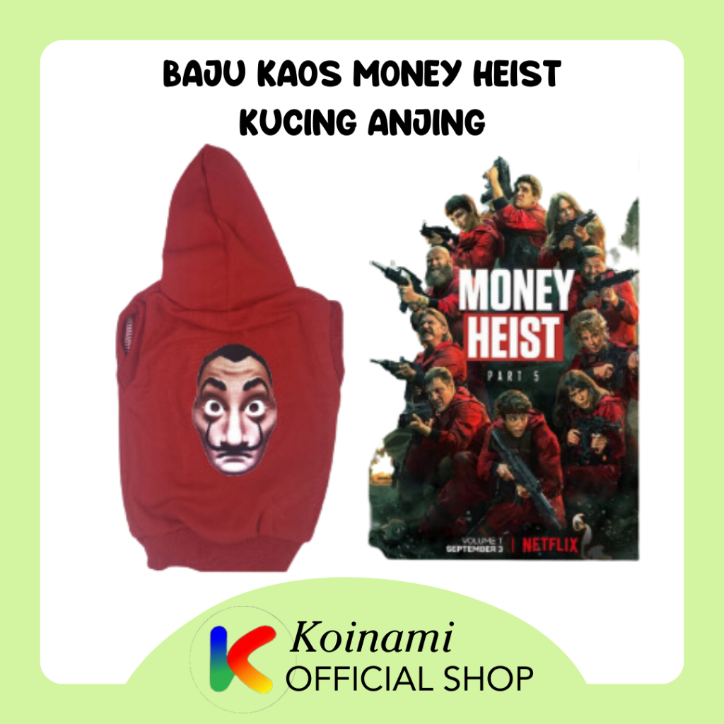 Money Heist Baju Kaos / Baju Kucing / Kaos Kucing Anjing