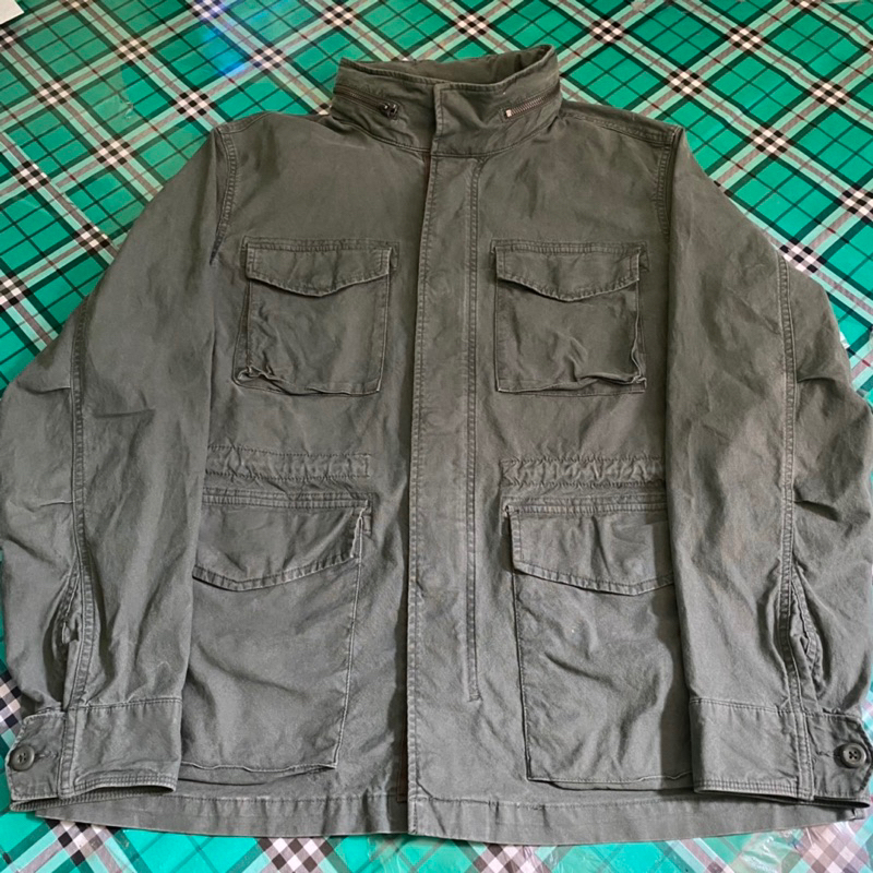 JAKET PARKA- OLD NAVY HIDDEN HOOD MILITARY PARKA JACKET - ARMY