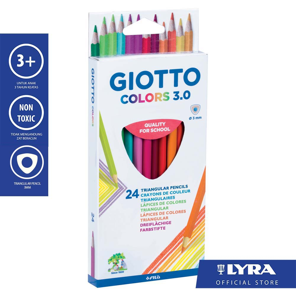 

Giotto Pensil Warna Segitiga Colors 3.0 Triangular 24 Warna - Warna Cerah & Nyaman Digunakan