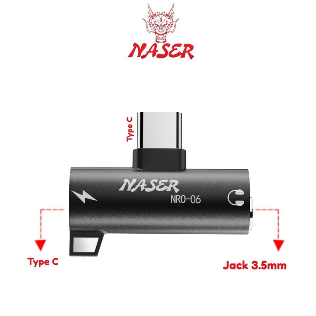 NASER OTG TYPE C TO 3.5MM AUDIO NRO-06 / OTG SPLITER CONVERTER 2in1 Sambungan Headset dan Charger Usb C