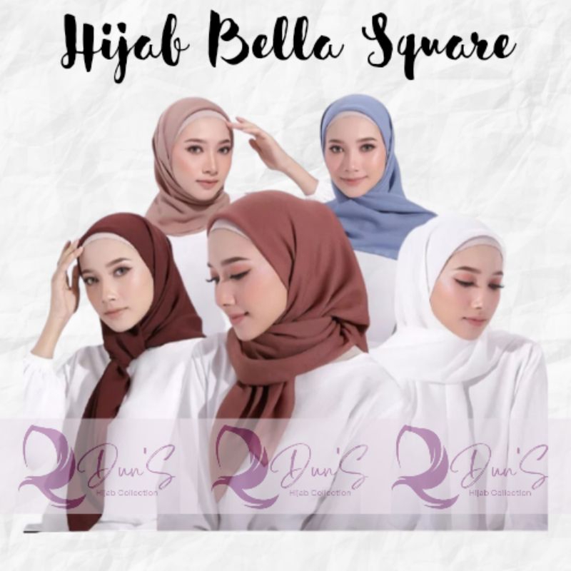 Hijab Segiempat Bella Square Polos / Jilbab Segiempat Bella Square Warna Terlengkap