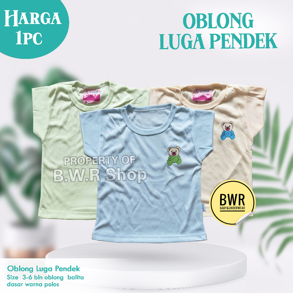 Oblong Luga PENDEK Warna Polos  Kaos Oblong Anak 1-2 tahun Pendek - Bwr